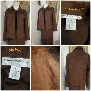 EVAN PICONE VINTAGE BRWN SUEDE Y2K TRENDY BLAZER & MAXI LENGTH  SK…